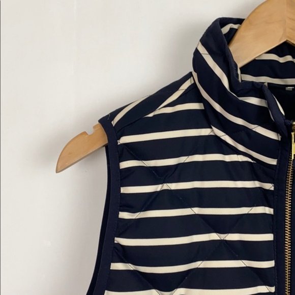 J.Crew S Puffer Vest Striped Nautical Navy White - Picture 6 of 16